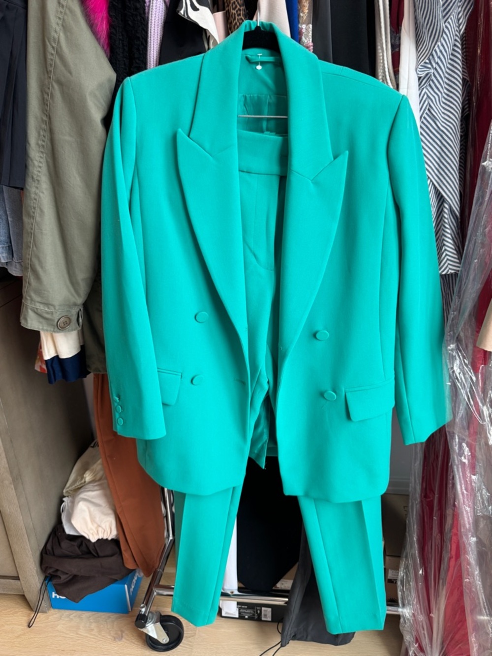 & Other Stories Teal Double-Breasted Blazer and Pants Set
